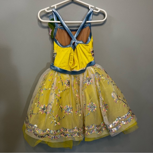 Weissman Dance Solo Yellow & Baby Blue Ballet Costume XS (4-5) with Hair Piece - Picture 6 of 13